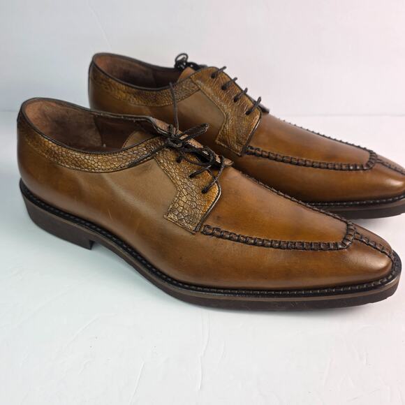 Belvedere Exotic Men\'s Brown Leather Lace Up Moc Toe Oxford Dress Shoes - 8.5 main image 10
